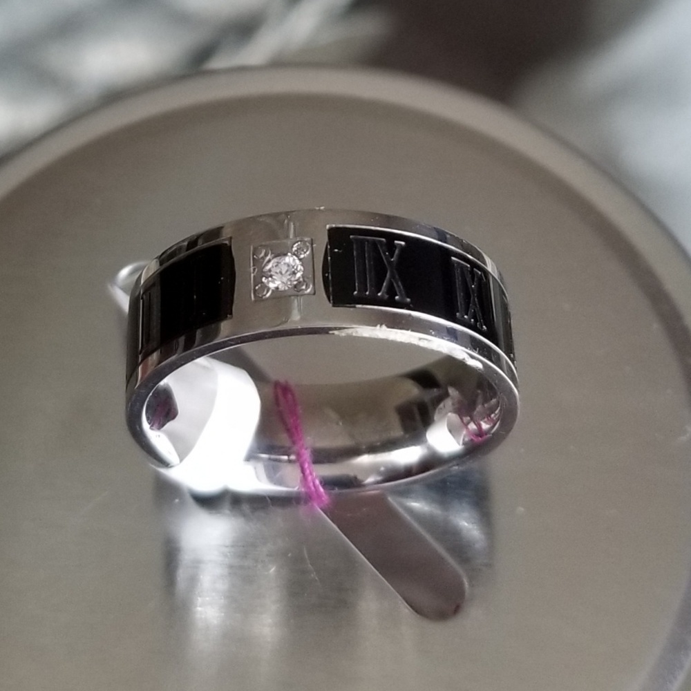 Mens Stainless Steel Roman Numeral Ring